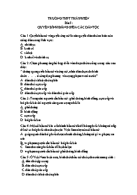 Câu hỏi trắc nghiệm bài 5 môn Giáo dục công dân lớp 12 - Trường THPT Thái Phiên